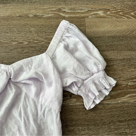 Nine West Light Purple Puffy Sleeve Off the Shoulder Versatile Shirt - Picture 9 of 16